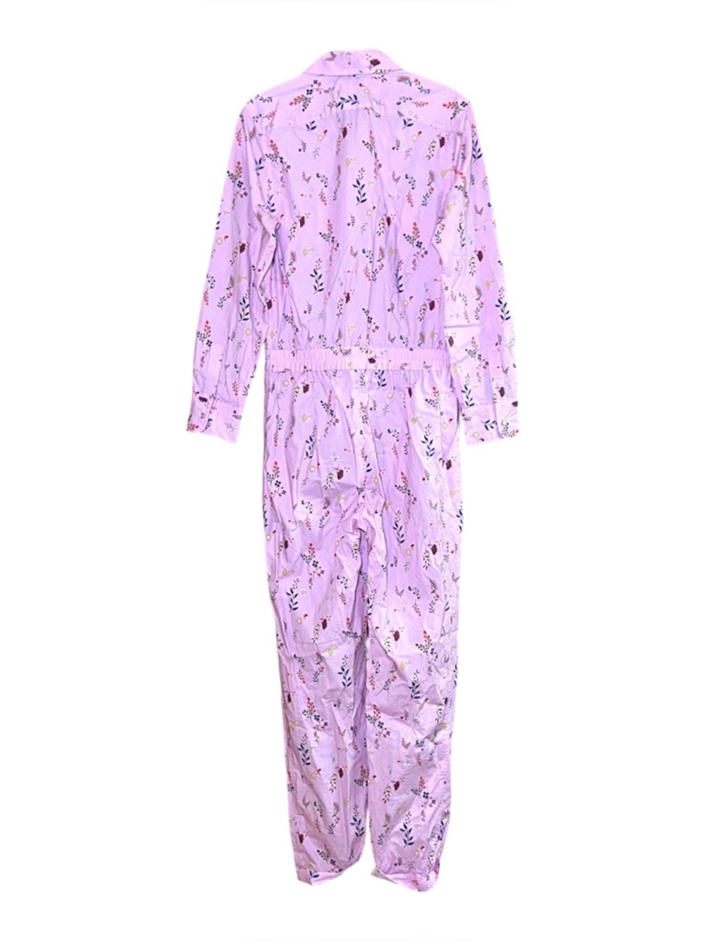 Cynthia Rowley Harley Jumpsuit Size XS Pink Cotton Lilac Floral Pearl Snaps - Picture 5 of 7